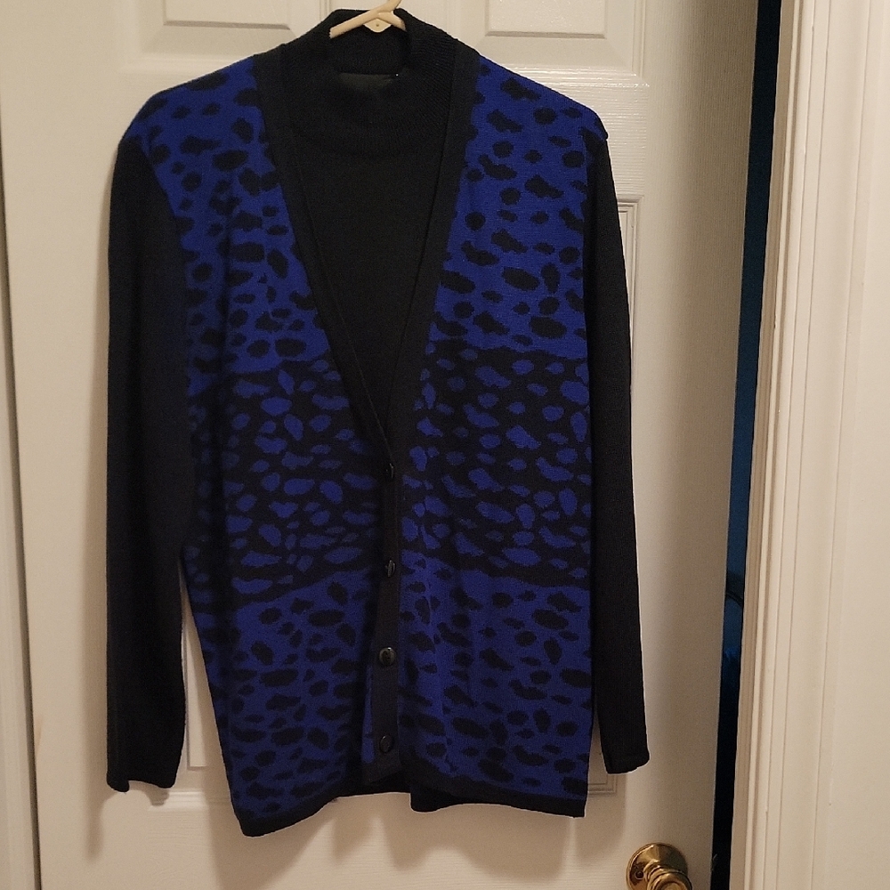 Blue and Black Cowl Neck Sweater